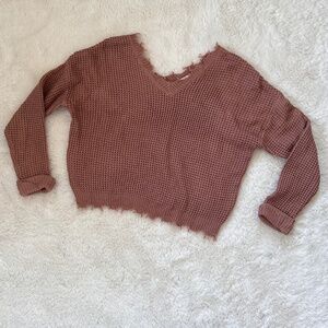 Moon & Madison Cropped V Neck Knit Sweater